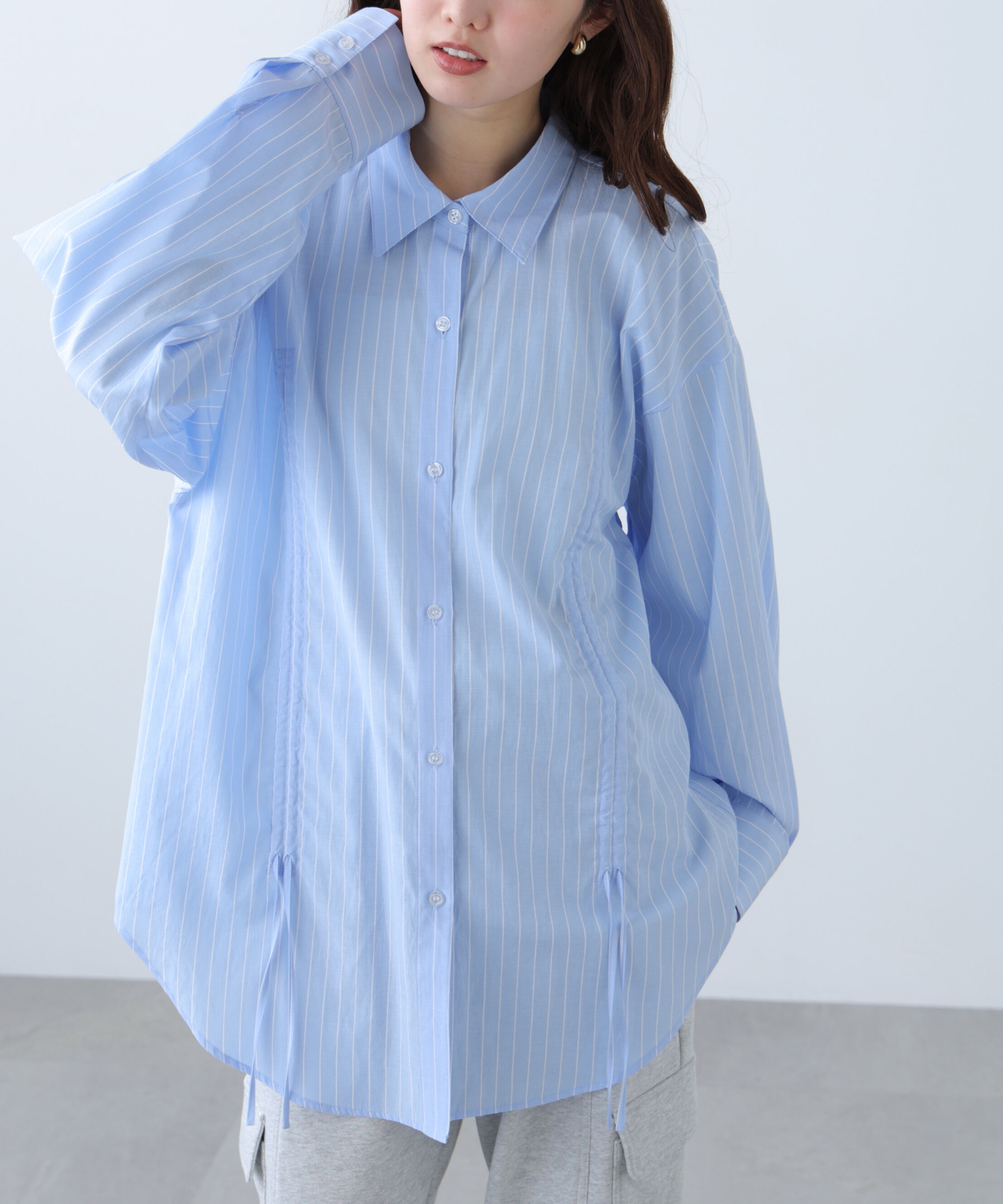  「フロントドロストオーバーサイズシャツ」|シャツ・ブラウス|