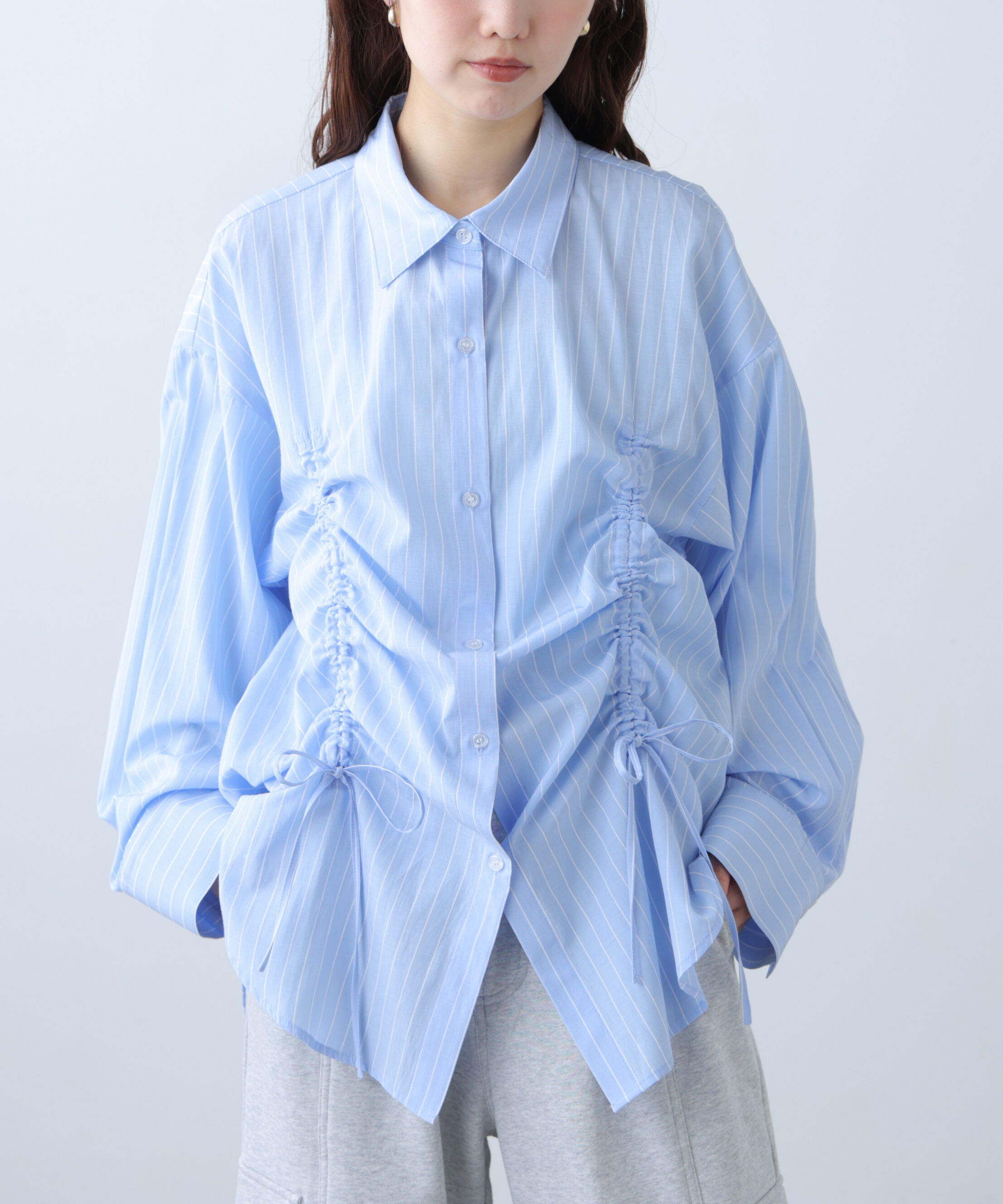  「フロントドロストオーバーサイズシャツ」|シャツ・ブラウス|