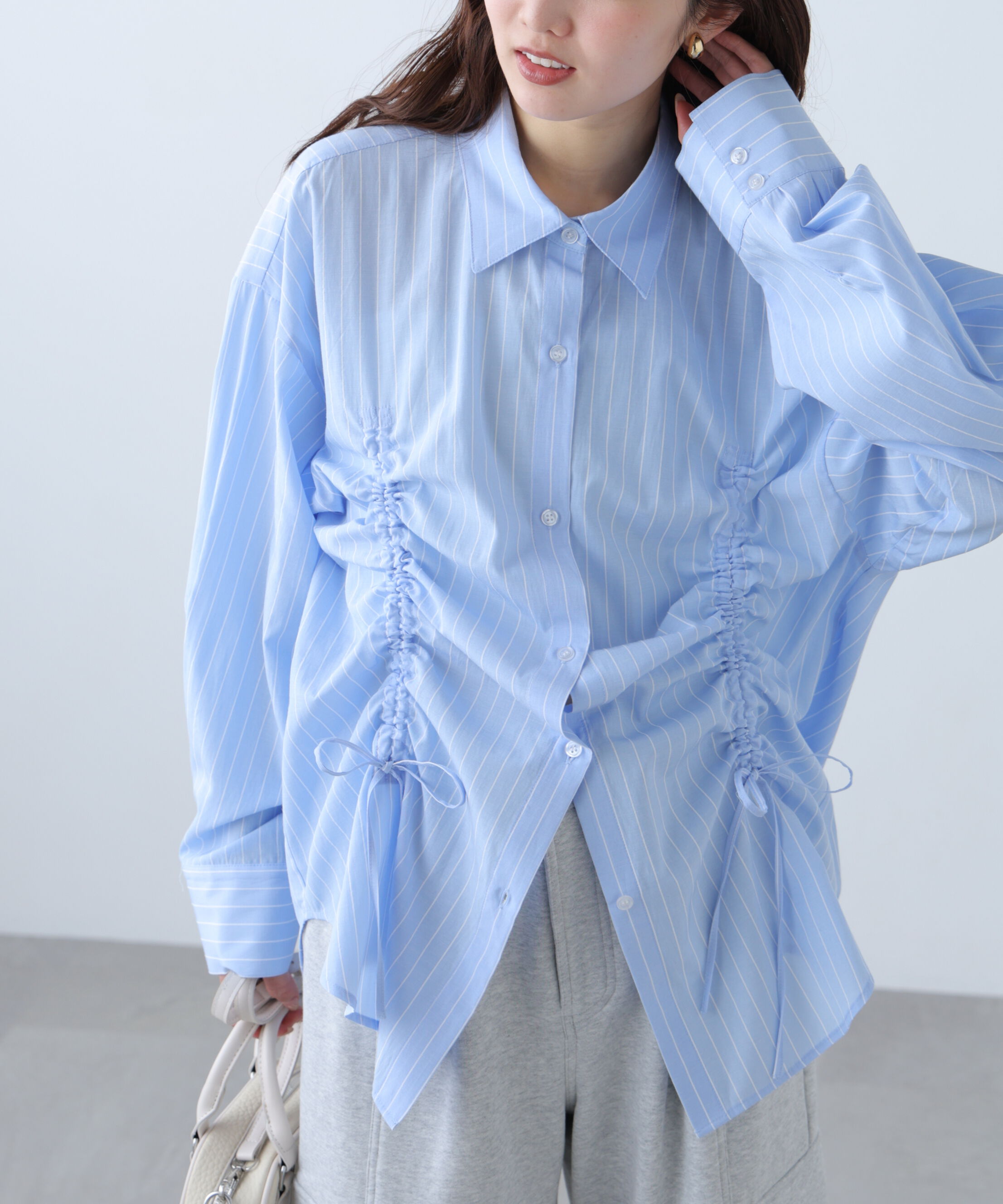  「フロントドロストオーバーサイズシャツ」|シャツ・ブラウス|