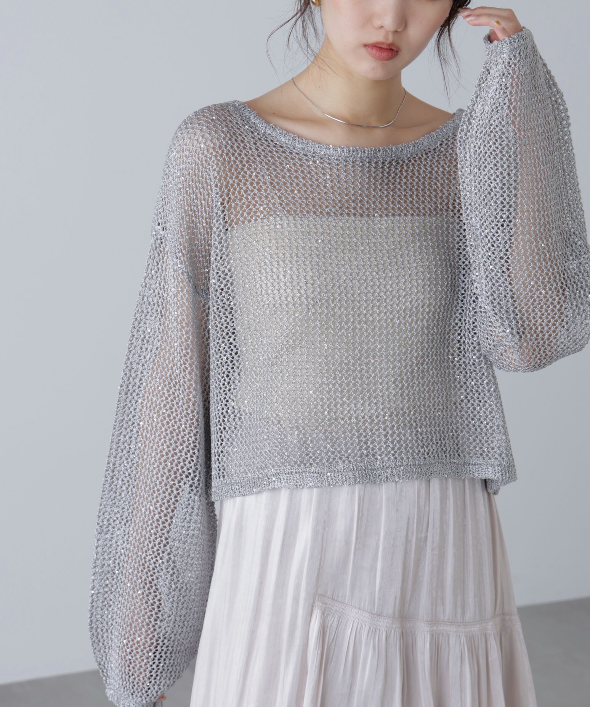  「メッシュスパンコールニット」|ニット・セーター|