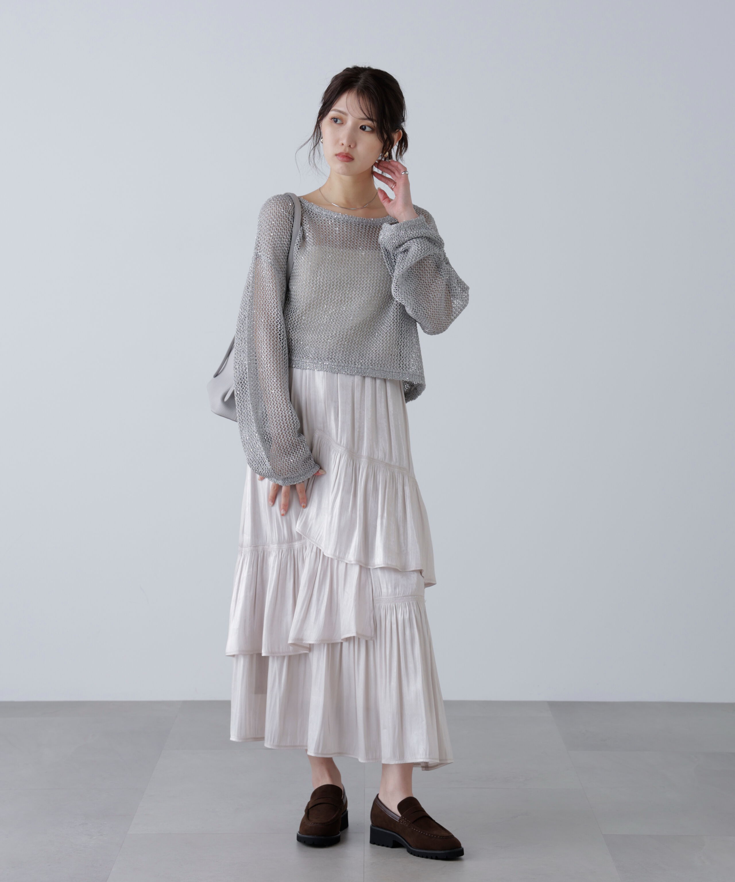  「メッシュスパンコールニット」|ニット・セーター|