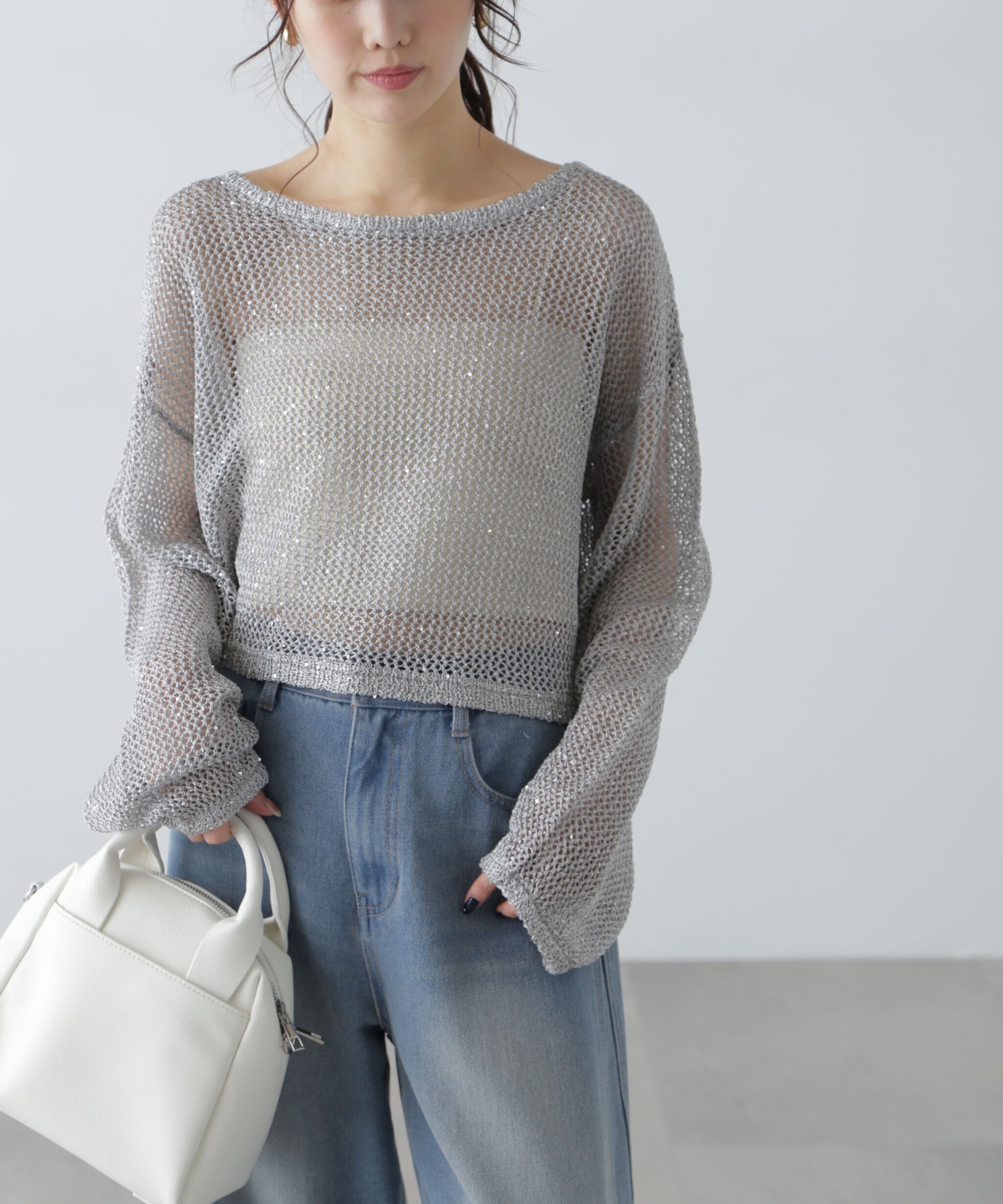  「メッシュスパンコールニット」|ニット・セーター|