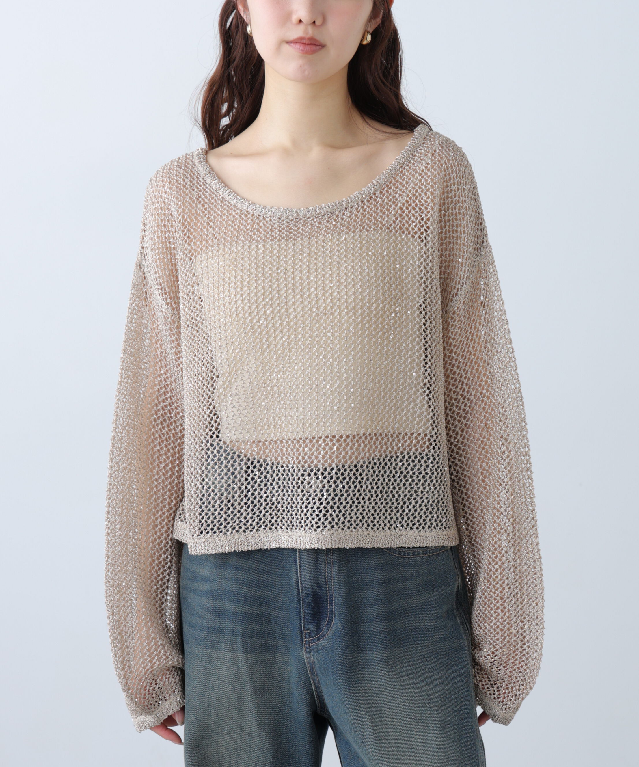  「メッシュスパンコールニット」|ニット・セーター|