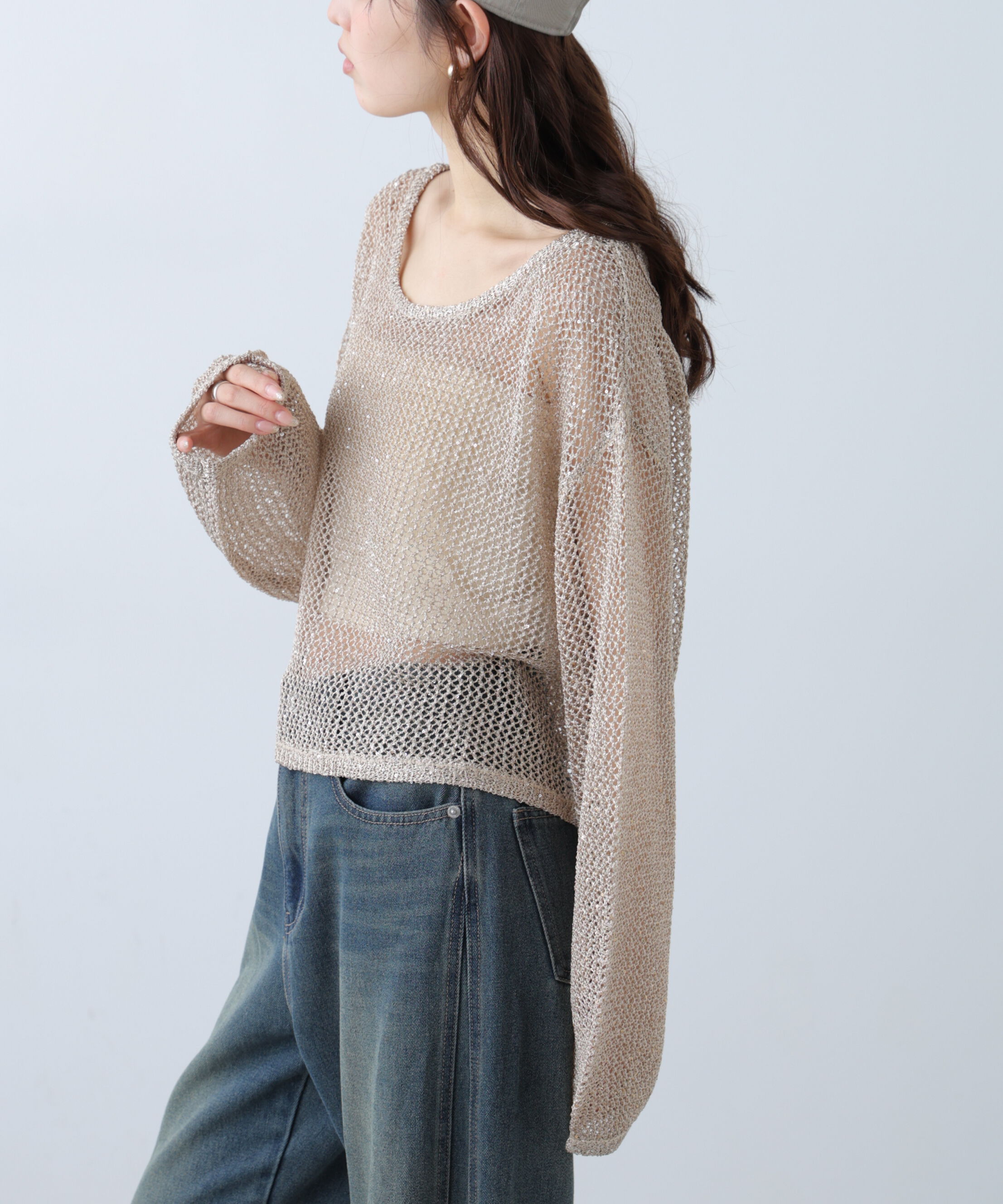  「メッシュスパンコールニット」|ニット・セーター|