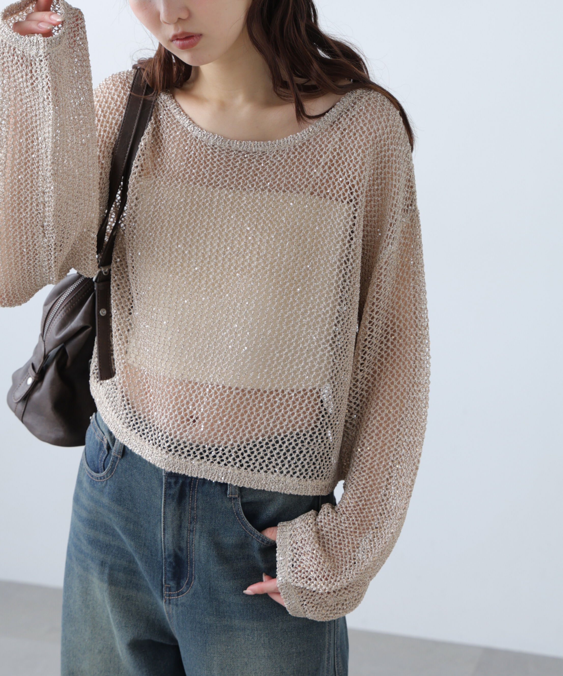 「メッシュスパンコールニット」|ニット・セーター|