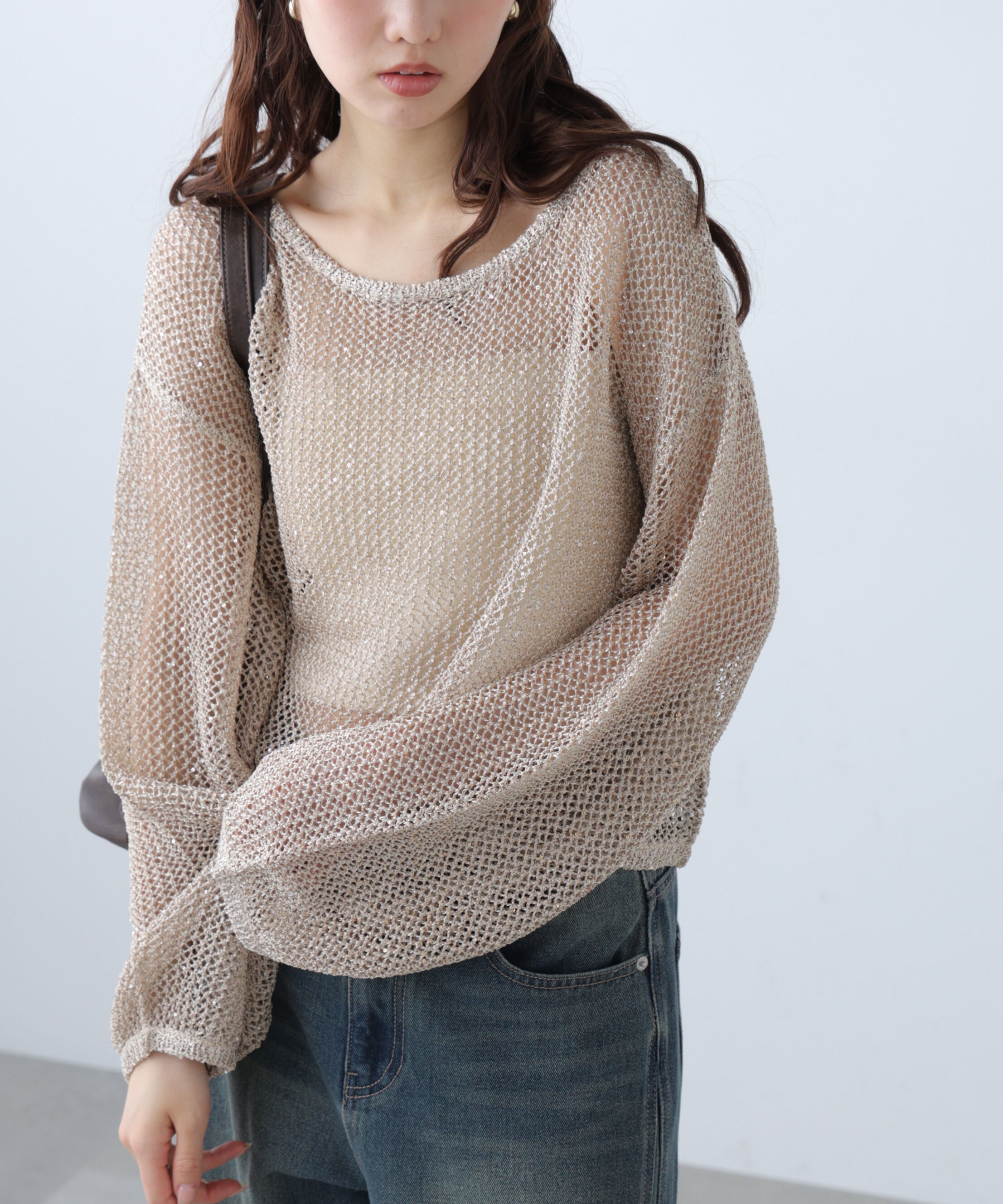  「メッシュスパンコールニット」|ニット・セーター|