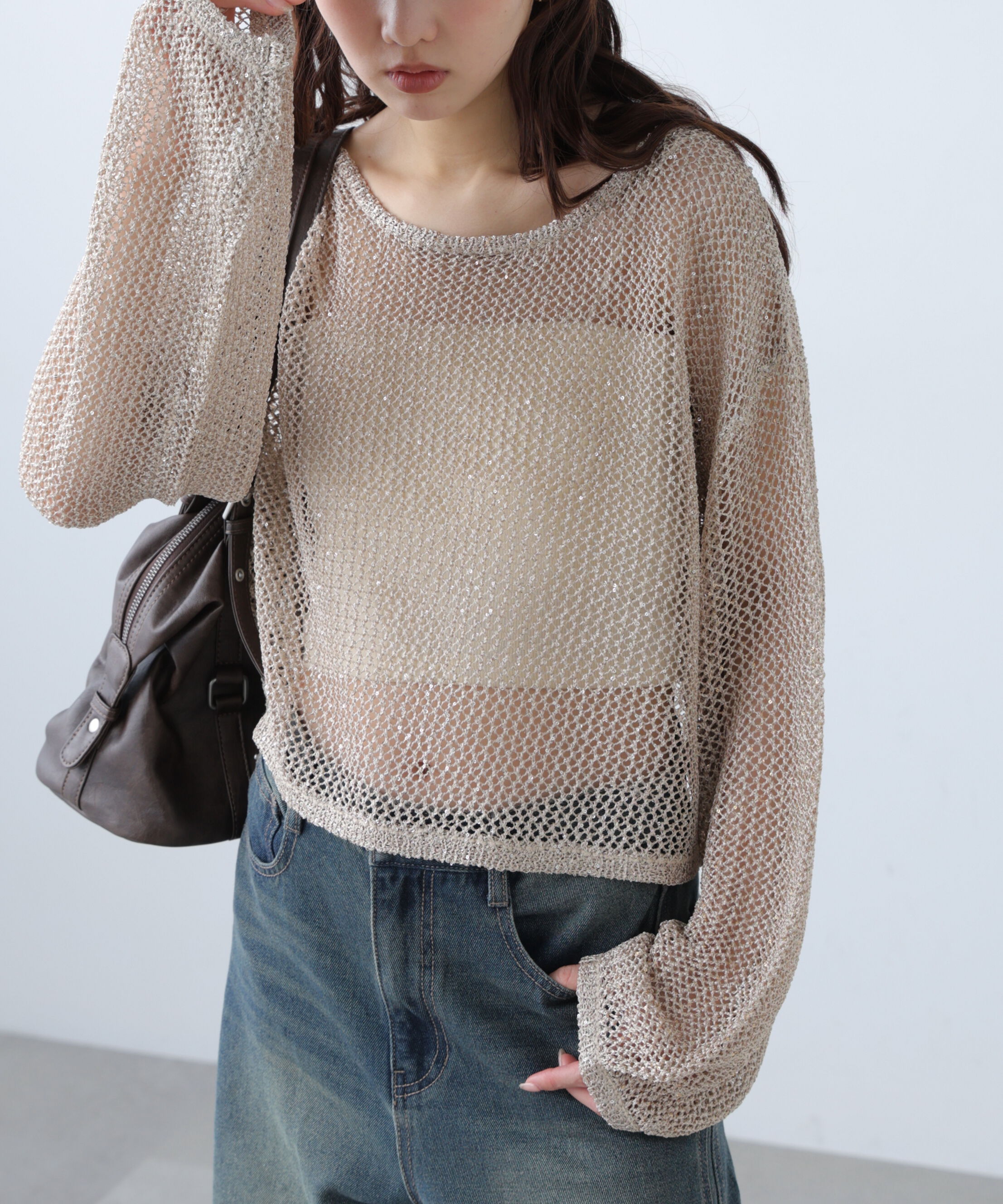  「メッシュスパンコールニット」|ニット・セーター|