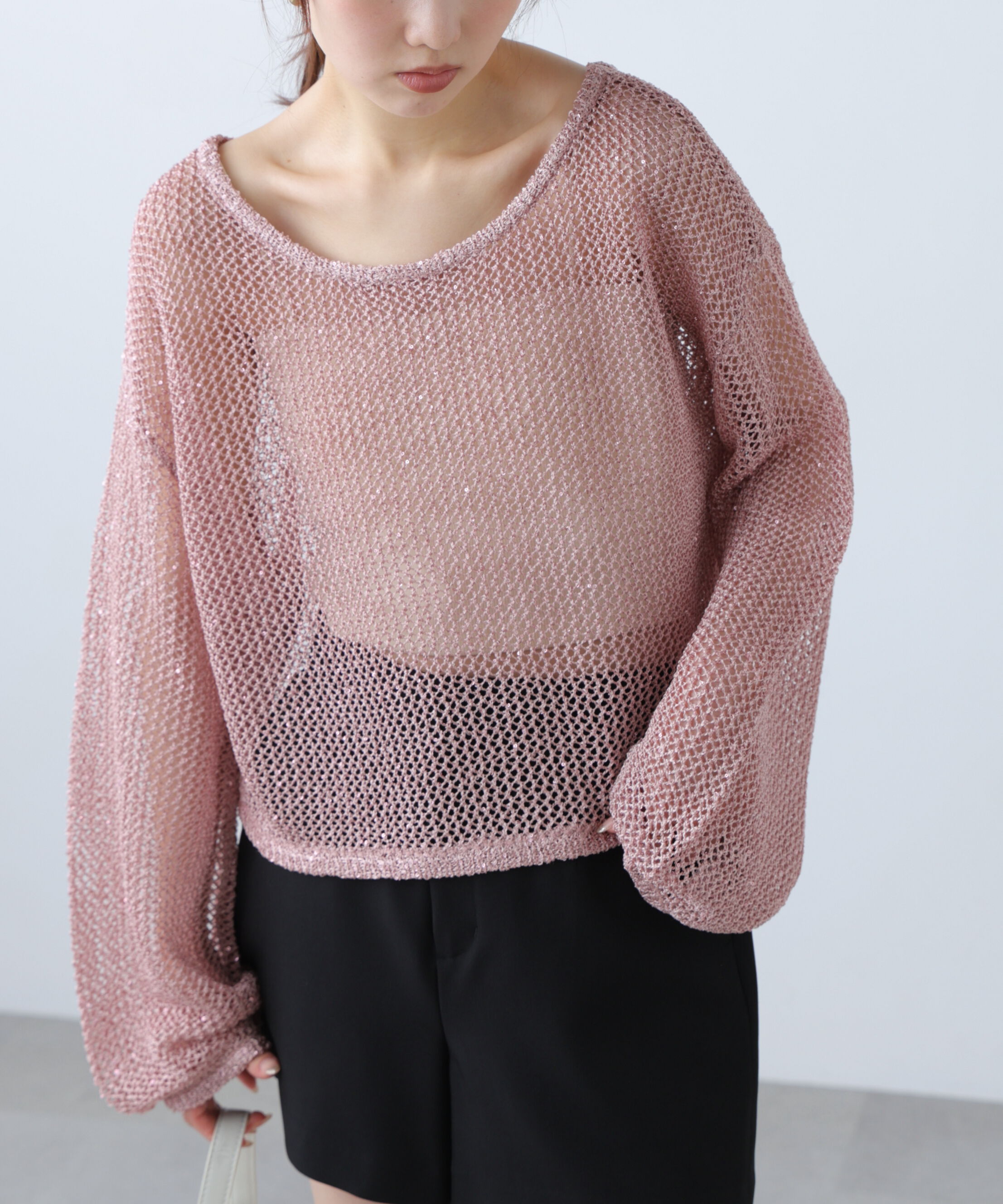  「メッシュスパンコールニット」|ニット・セーター|