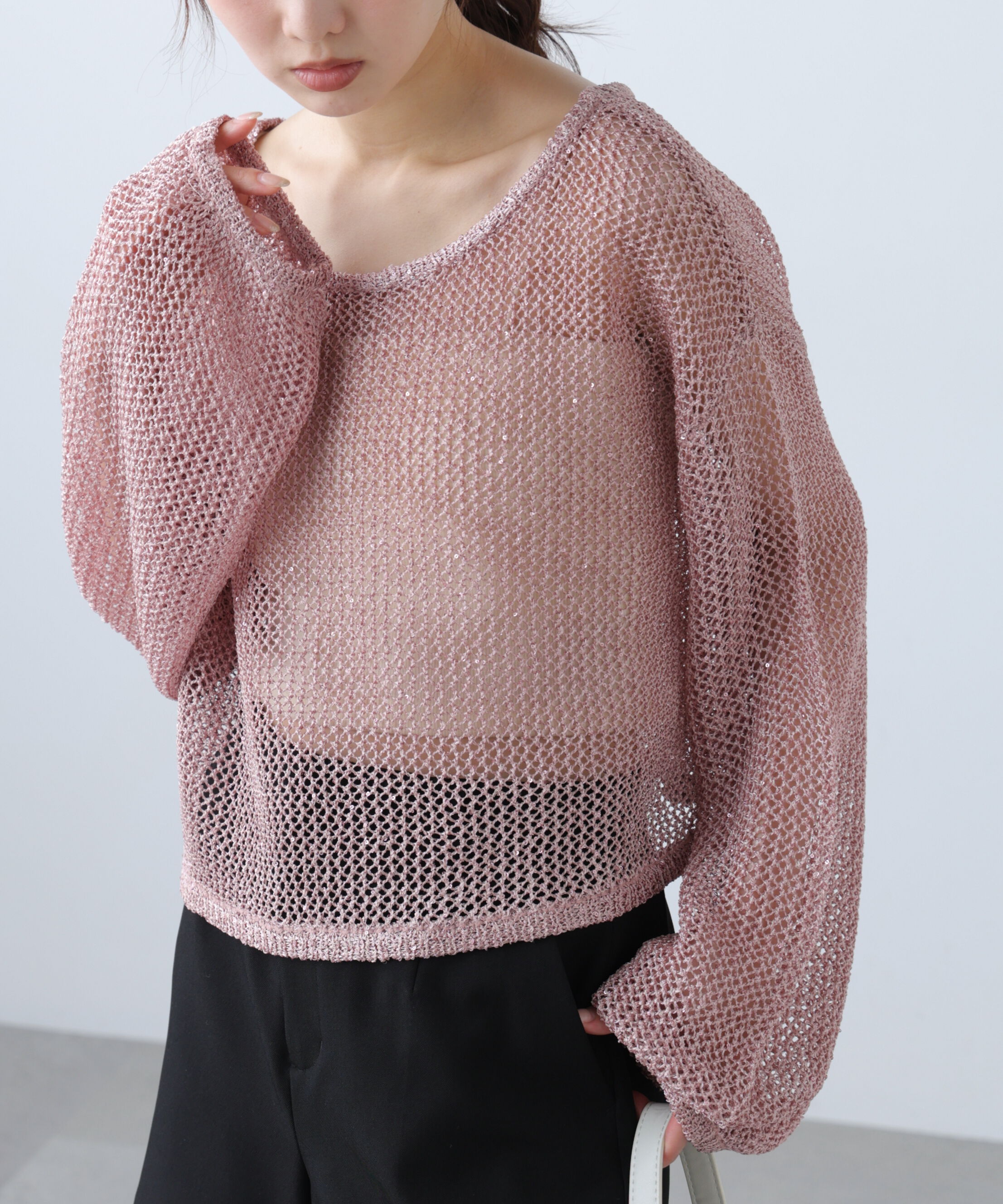  「メッシュスパンコールニット」|ニット・セーター|
