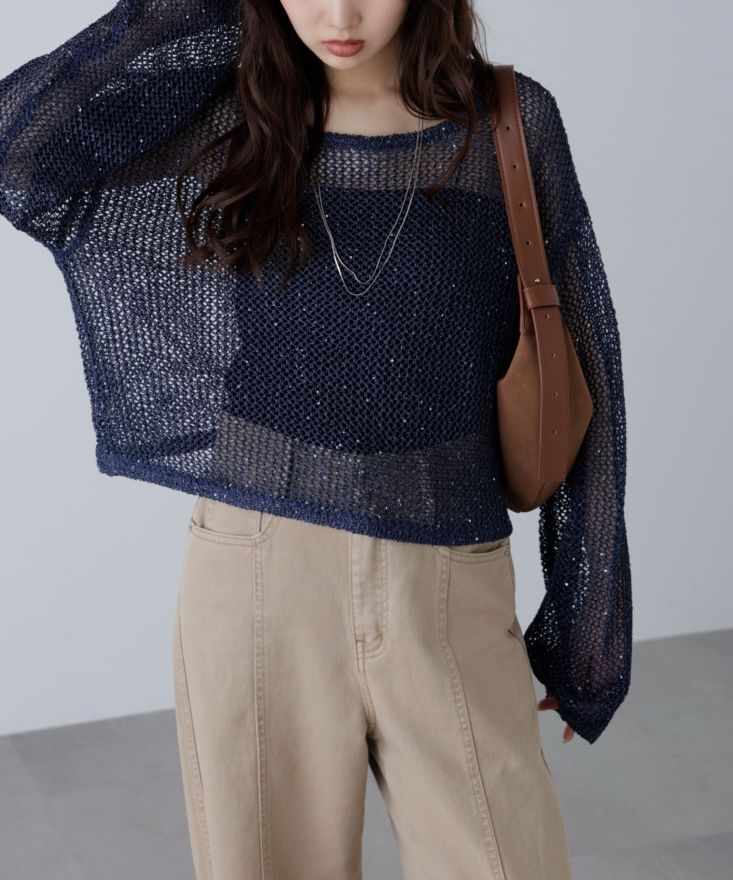  「メッシュスパンコールニット」|ニット・セーター|
