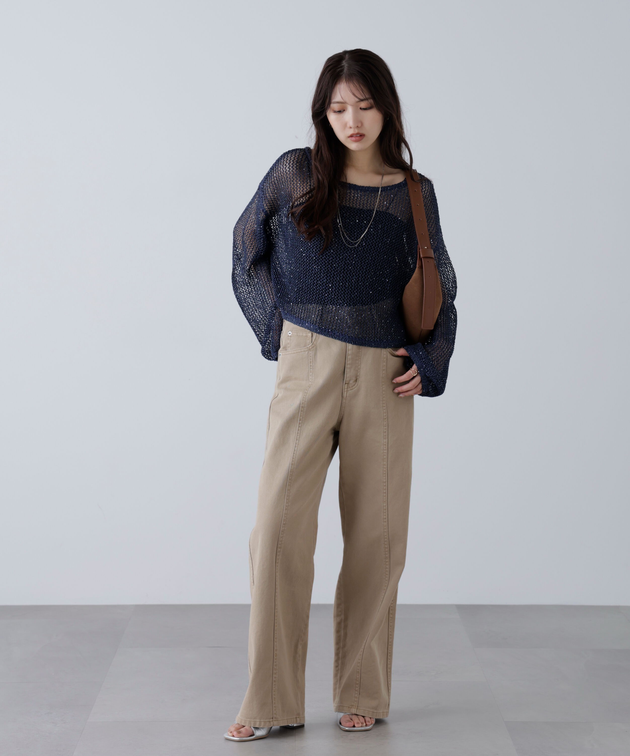  「メッシュスパンコールニット」|ニット・セーター|