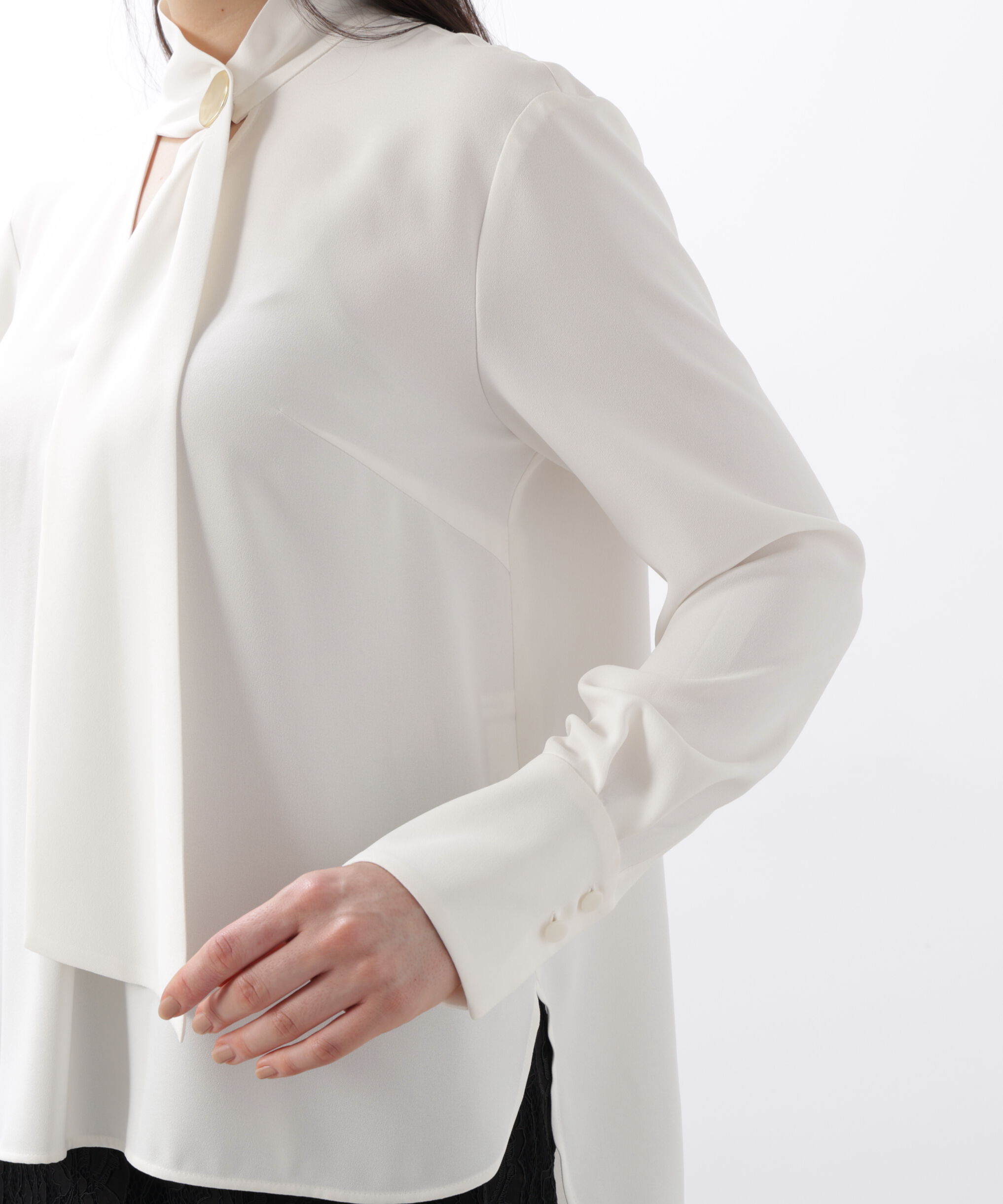  「◆メタル釦ボウタイブラウス」|シャツ・ブラウス|