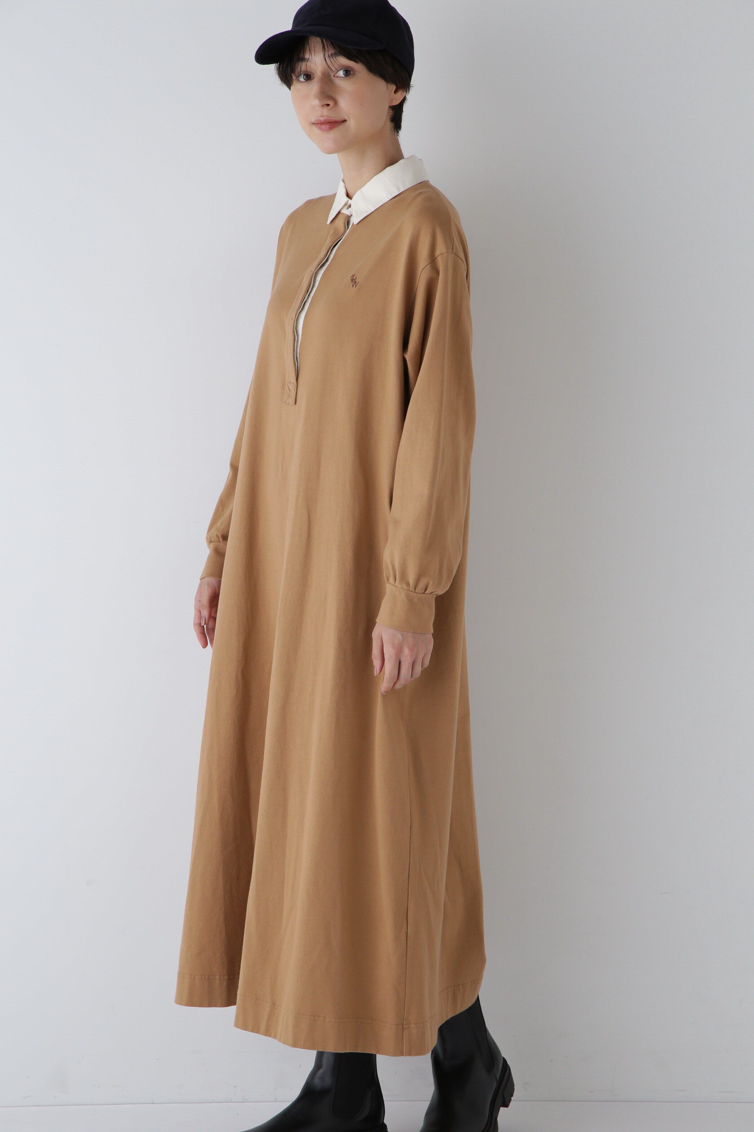  「◆コーヒー染め・30/2度詰天竺ワンピース」|ワンピース|モカ