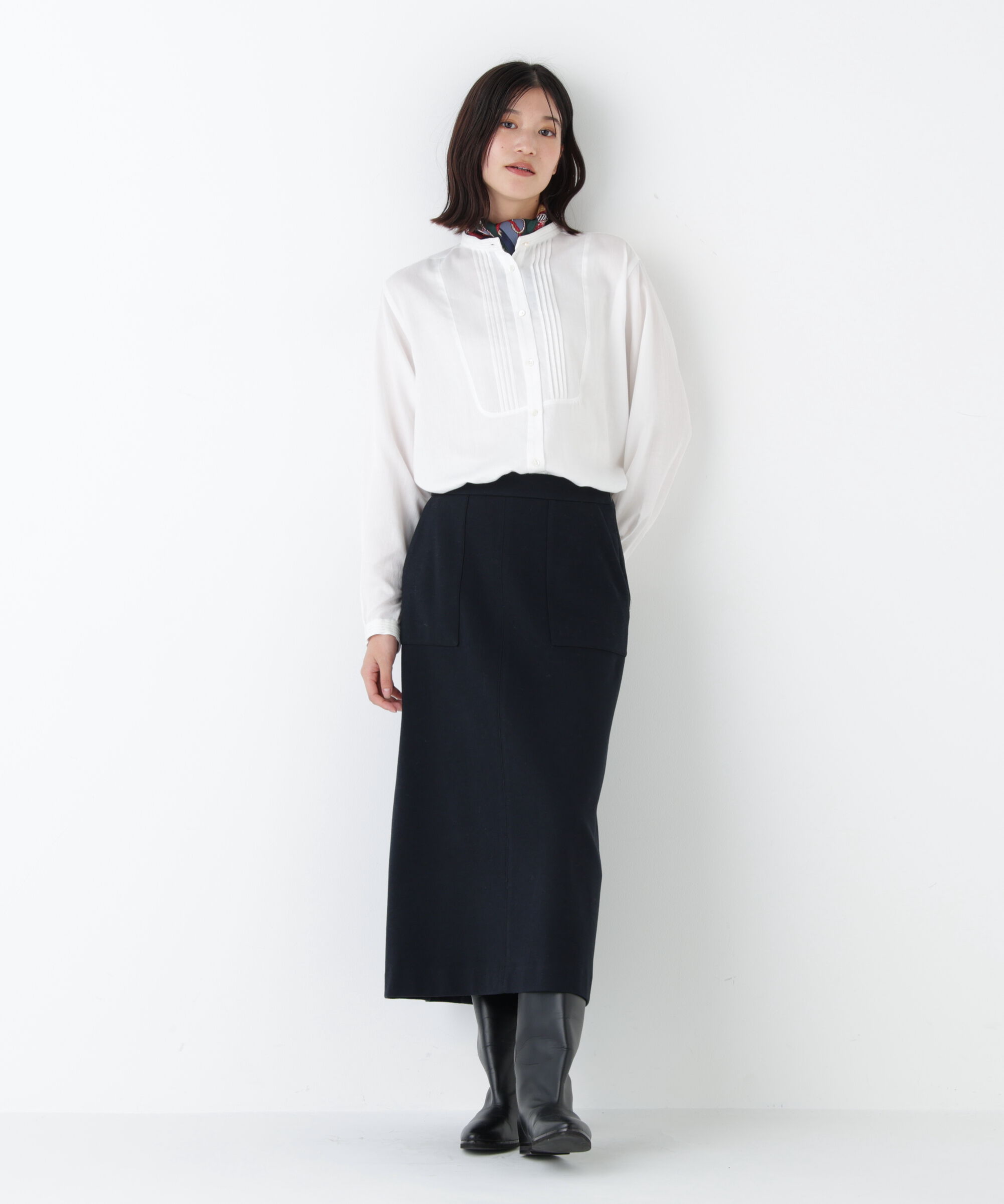  「◆ピンタックバンドカラーブラウス」|シャツ・ブラウス|