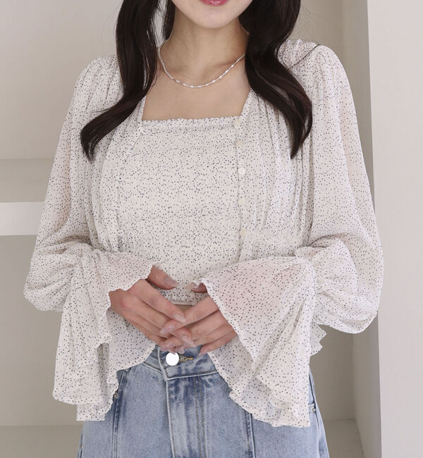 archives「ドットアソート楊柳ブラウスアンサンブル」|カーディガン|