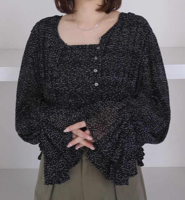 archives「ドットアソート楊柳ブラウスアンサンブル」|カーディガン|