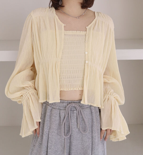 archives「ドットアソート楊柳ブラウスアンサンブル」|カーディガン|YELLOW