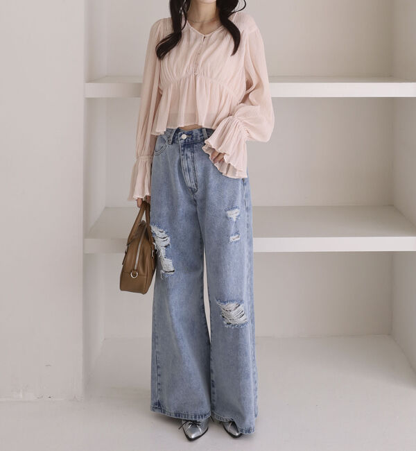 archives「ドットアソート楊柳ブラウスアンサンブル」|カーディガン|