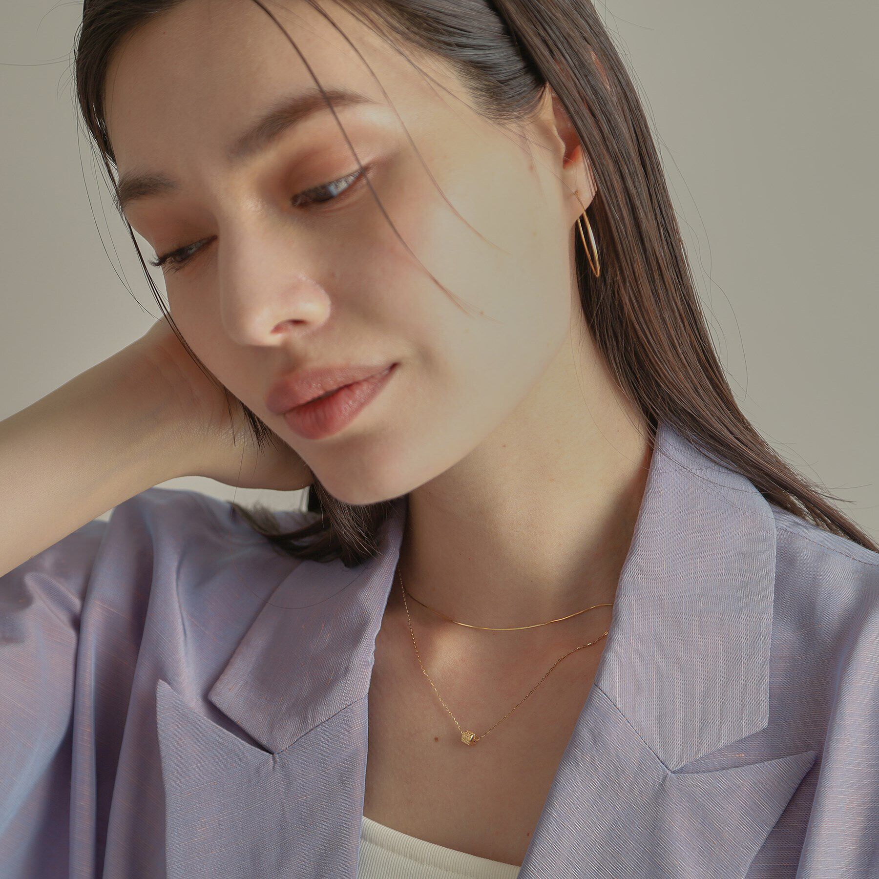 COCOSHNIK「K18テクスチャービーズ ネックレス」|ネックレス|