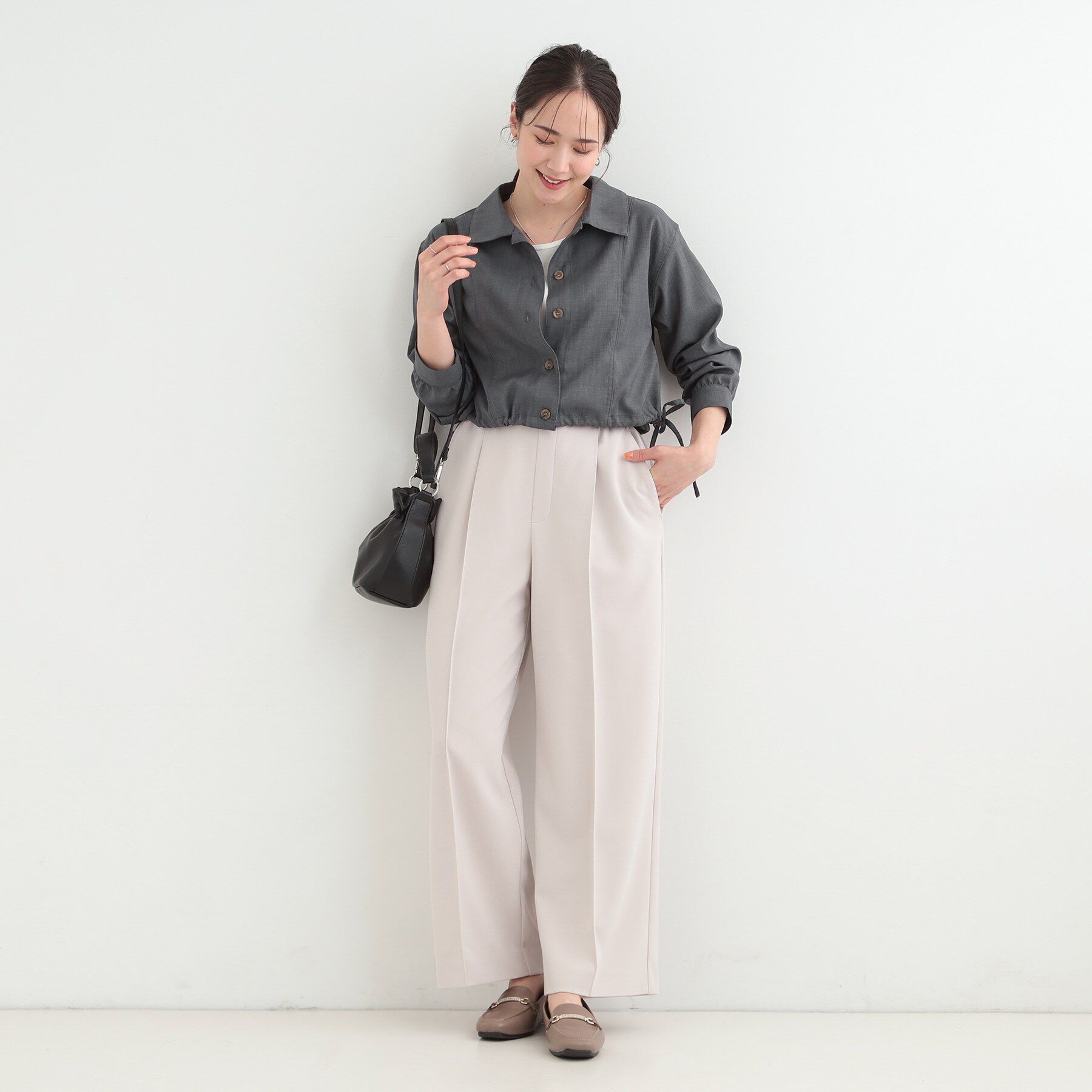 SHOO･LA･RUE「【2点セット/S-LL】おとなの抜け感 ショート丈シャツ＋キャミワンピース」|スーツ|