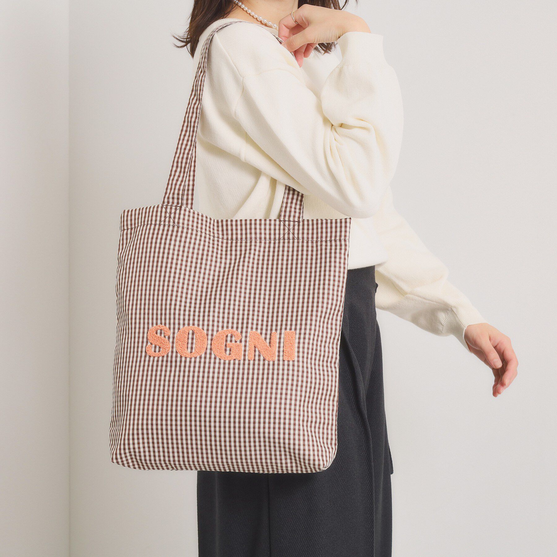 ITS&rsquo;DEMO「【A4対応】ロゴポップトート」|トートバッグ|ブラウン(243)