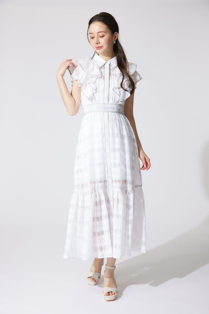 rienda「配色ロゴダブルフリルティアードワンピース」|ワンピース|