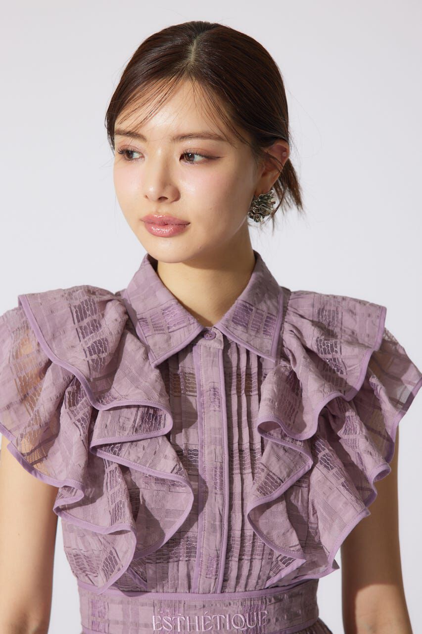 rienda「配色ロゴダブルフリルティアードワンピース」|ワンピース|