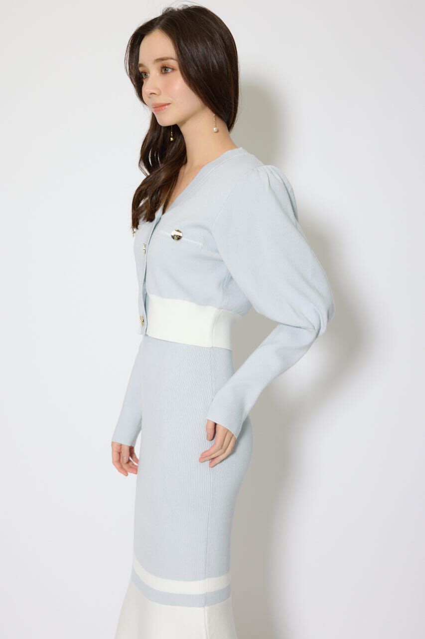 rienda「バイカラーカーデセットニットワンピース」|ワンピース|