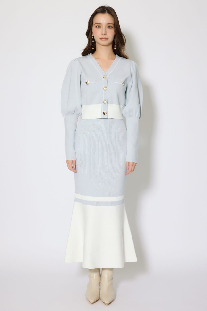 rienda「バイカラーカーデセットニットワンピース」|ワンピース|