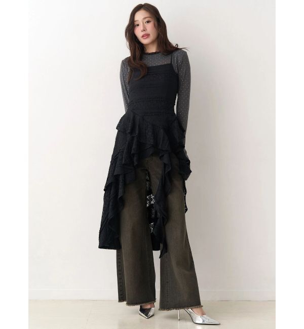 CALNAMUR「アシンメトリーヘムワンピース」|ワンピース|ブラック