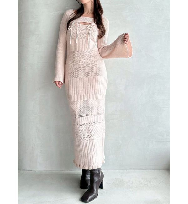 RESEXXY「クロシェニットタイトワンピース」|ワンピース|ピンク
