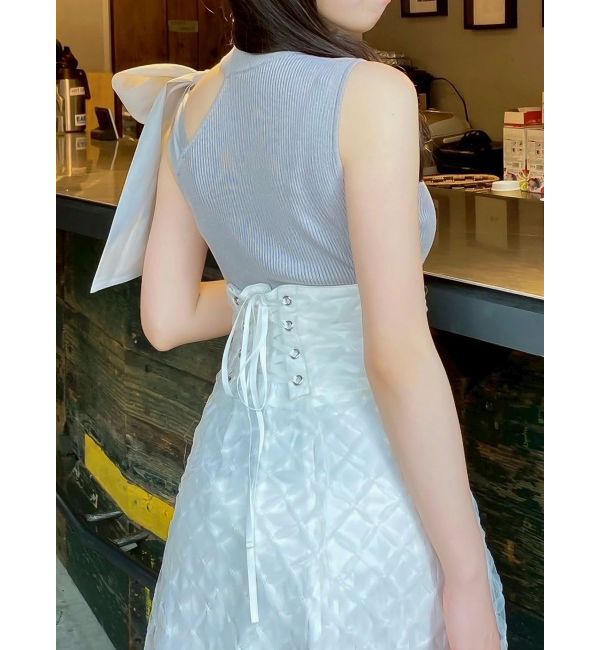 dazzlin「ワンショルリボンノースリトップス」|ニット・セーター|