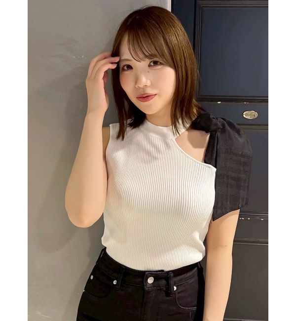 dazzlin「ワンショルリボンノースリトップス」|ニット・セーター|