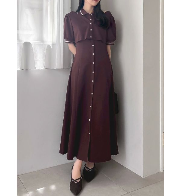 dazzlin「【POLO BCSコラボ/再生産】レイヤードポロワンピース」|ワンピース|ボルドー