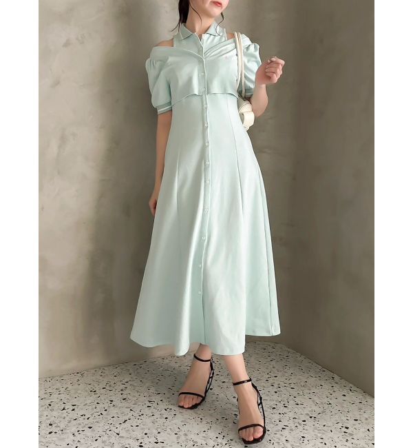 dazzlin「【POLO BCSコラボ/再生産】レイヤードポロワンピース」|ワンピース|グリーン