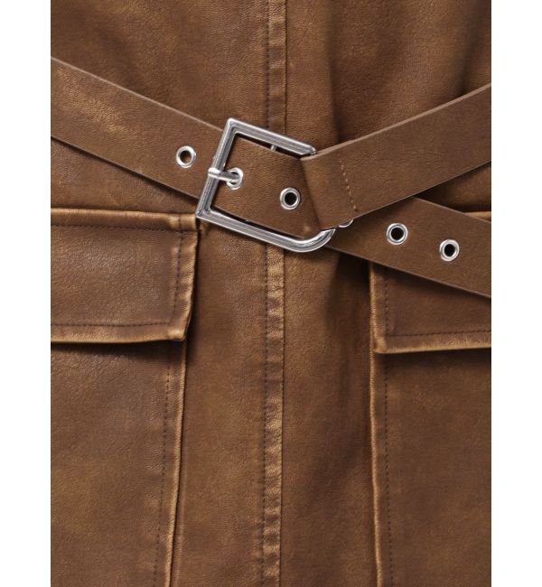 EMODA「アウトポケットフェイクレザーワンピース」|ワンピース|