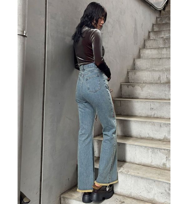 MURUA「レースアップフレアデニム」|デニム|