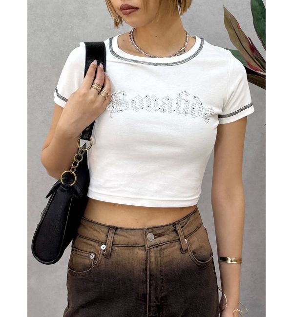 EVRIS「スタッズグラフィックショートTシャツ」|Tシャツ・カットソー|