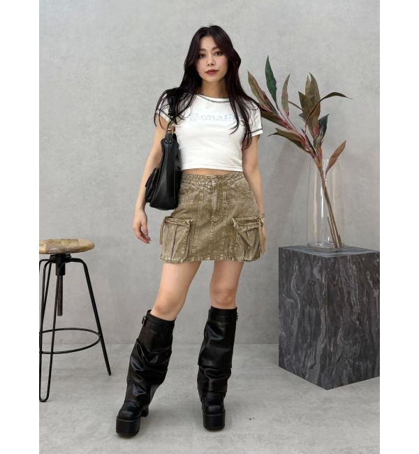 EVRIS「スタッズグラフィックショートTシャツ」|Tシャツ・カットソー|