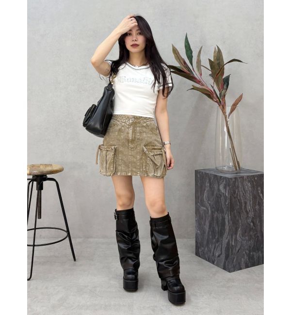 EVRIS「スタッズグラフィックショートTシャツ」|Tシャツ・カットソー|