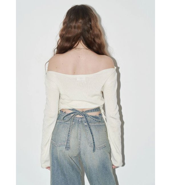 EVRIS「バックリボンワイドデニムパンツ」|デニム|