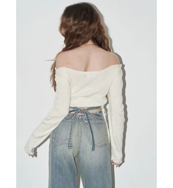 EVRIS「バックリボンワイドデニムパンツ」|デニム|