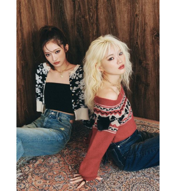 EVRIS「バックリボンワイドデニムパンツ」|デニム|