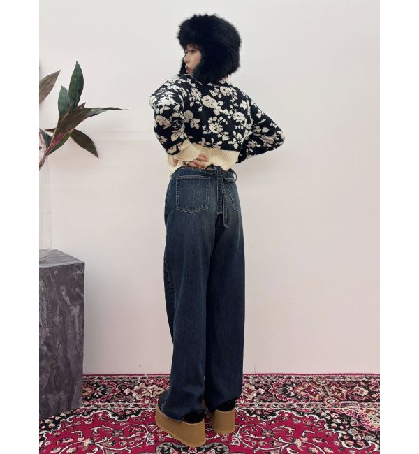 EVRIS「バックリボンワイドデニムパンツ」|デニム|