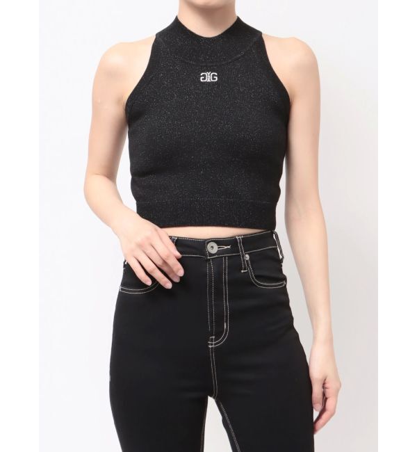 GYDA「Symmetry GYDAラメアメスリニットトップス」|ニット・セーター|ブラック