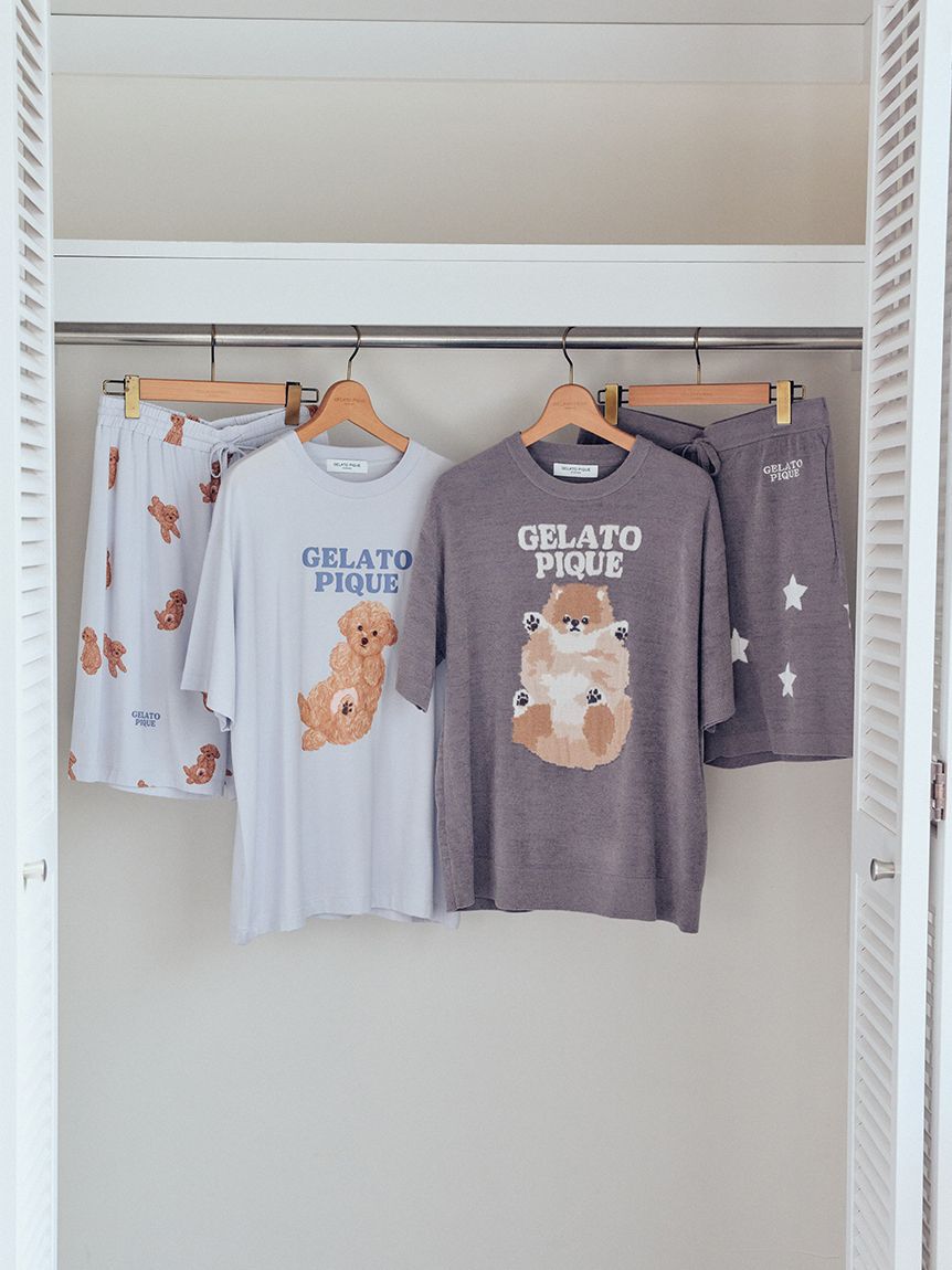 GELATO PIQUE HOMME「【ONLINE限定】【HOMME】ドッグジャガードプルオーバー&ハーフパンツセット」|ルームウェア|