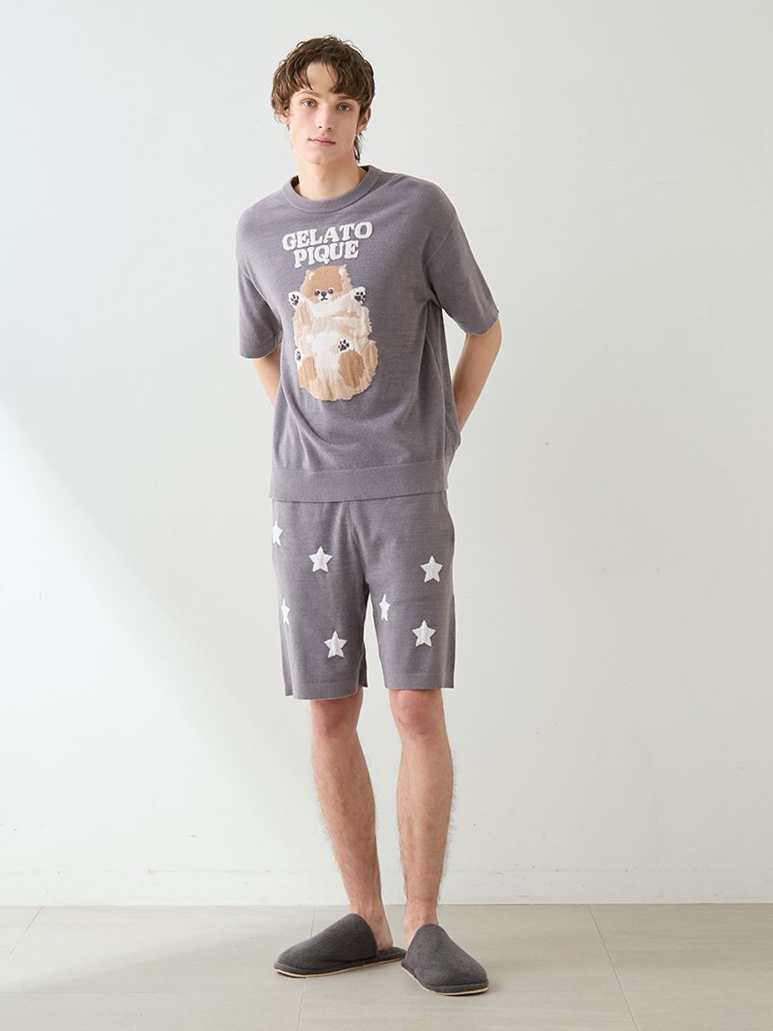 GELATO PIQUE HOMME「【ONLINE限定】【HOMME】ドッグジャガードプルオーバー&ハーフパンツセット」|ルームウェア|