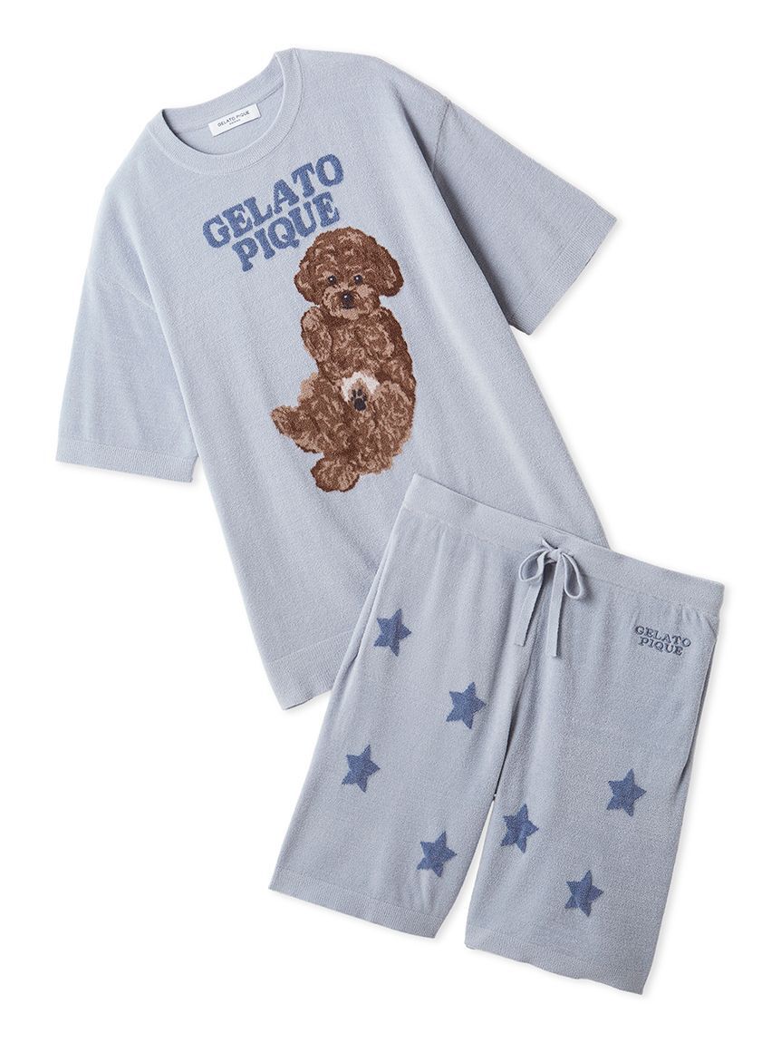 GELATO PIQUE HOMME「【ONLINE限定】【HOMME】ドッグジャガードプルオーバー&ハーフパンツセット」|ルームウェア|BLU
