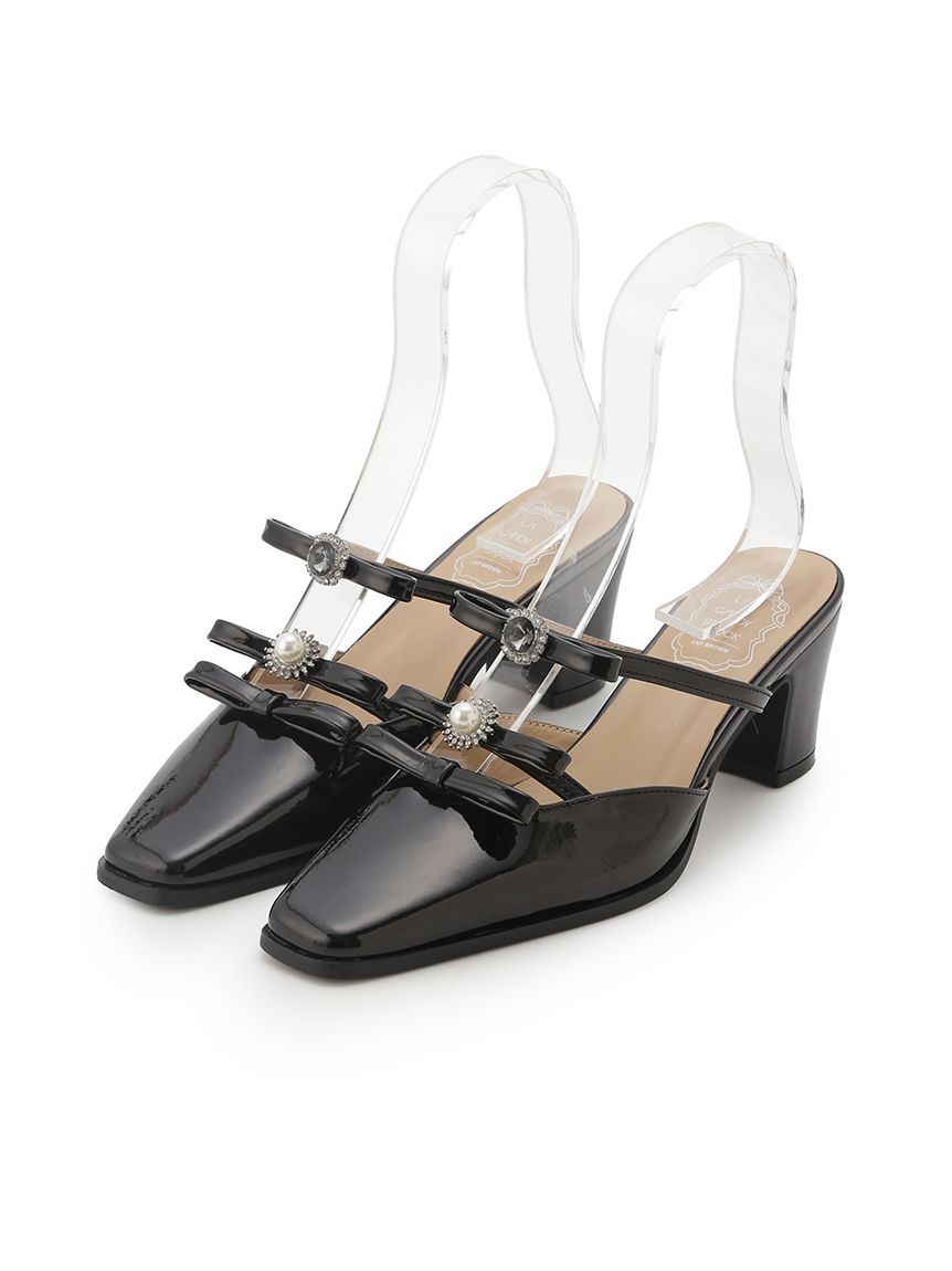 LILY BROWN「[L.B CANDY STOCK]ビジューリボンストラップミュール」|パンプス|BLK