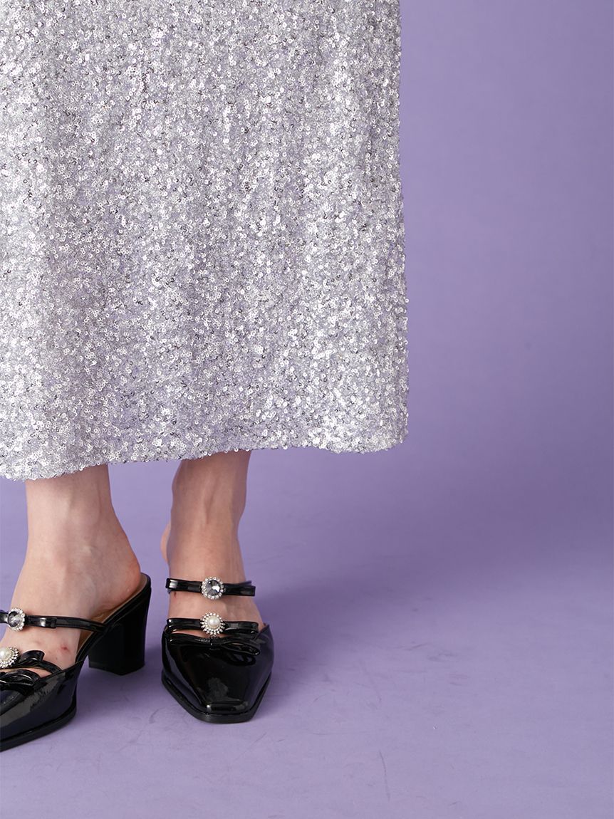 LILY BROWN「[L.B CANDY STOCK]ビジューリボンストラップミュール」|パンプス|